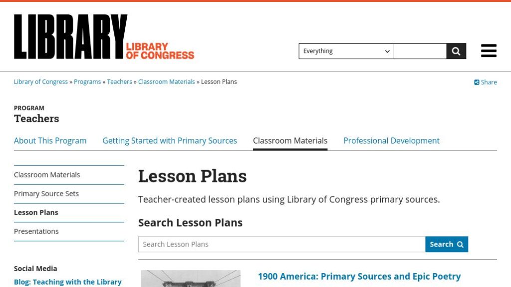 Library of Congress – K12 Internet Resource Center
