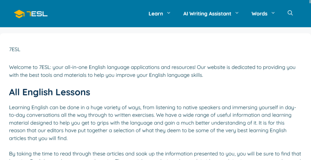 All Free English Lessons – K12 Internet Resource Center